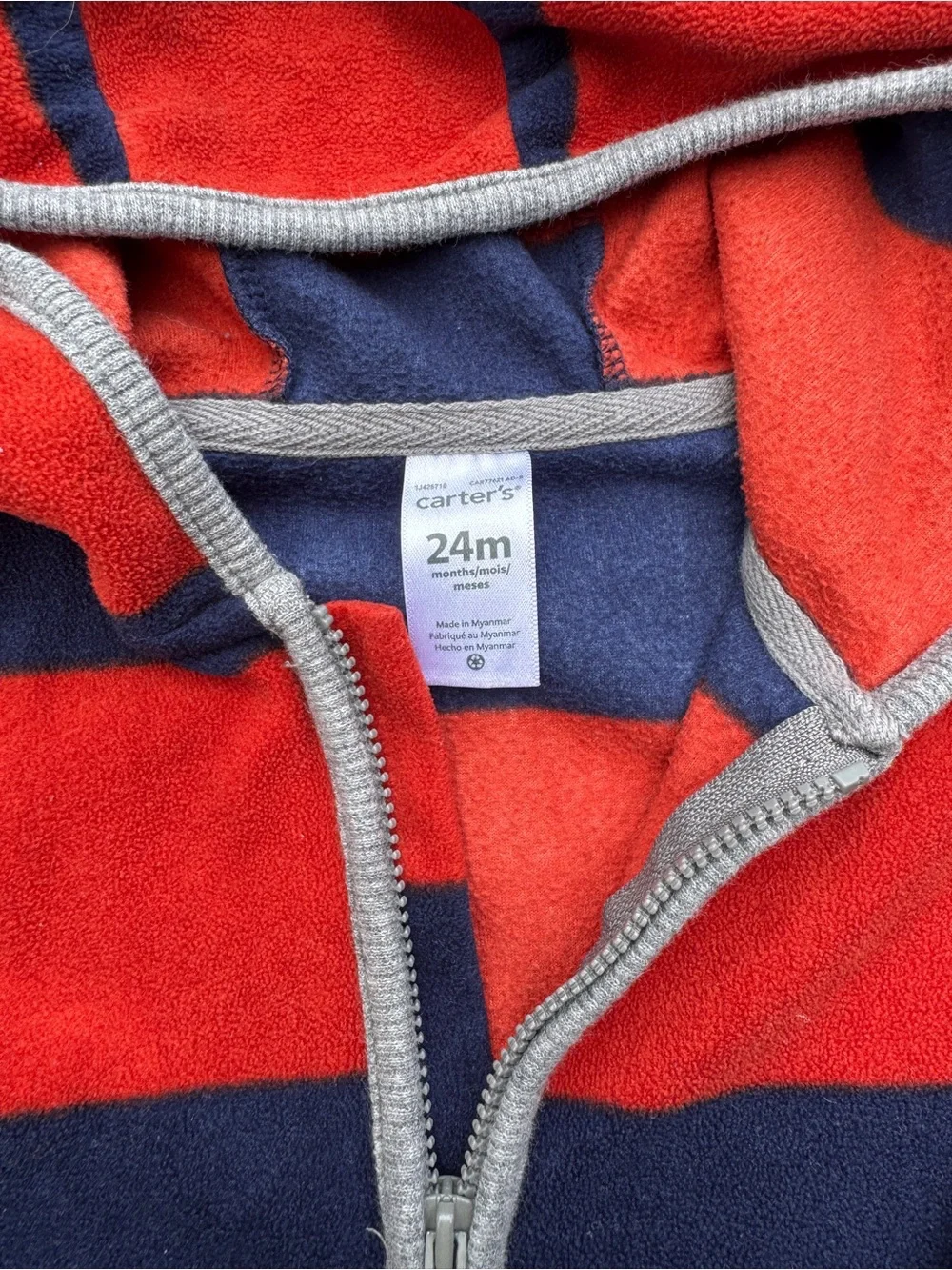 Carter’s Red Fleece Long-Sleeve Jumpsuits Zip Outfits 24M